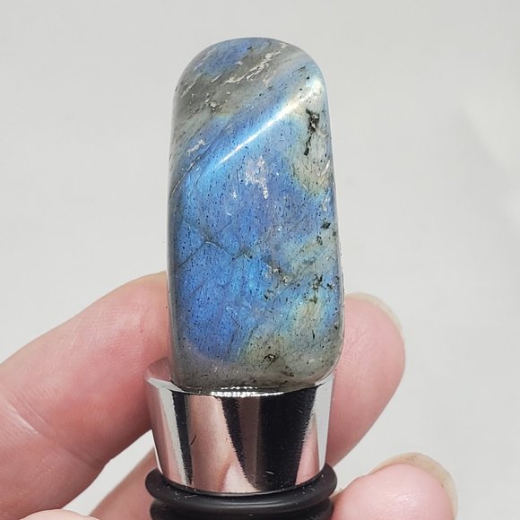 Labradorite Wine Stopper Metal Tumbled Stone - Picture 4 of 4